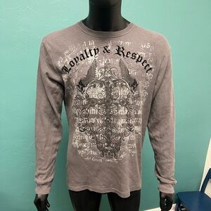 Y2K MMA Elite Affliction Style Grungy Grey Long sleeve thermal Shirt
